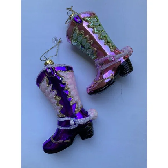 Cowboy Boot Ornament 4.75 Inch Western Christmas Set of 6 TWO's Co. - Picture 8 of 14